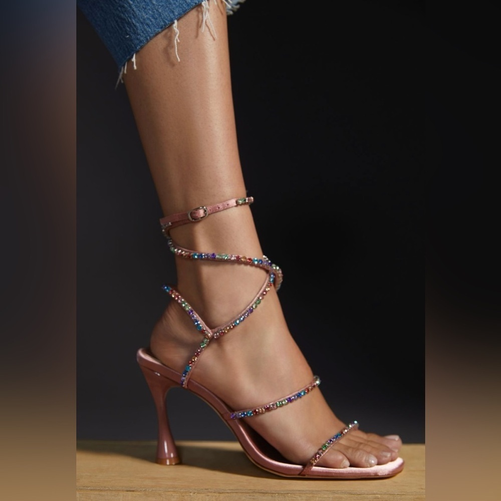 RARE Jeffrey Campbell Crystal Wrap Rhinestone Heels Rose Pink NWT 8